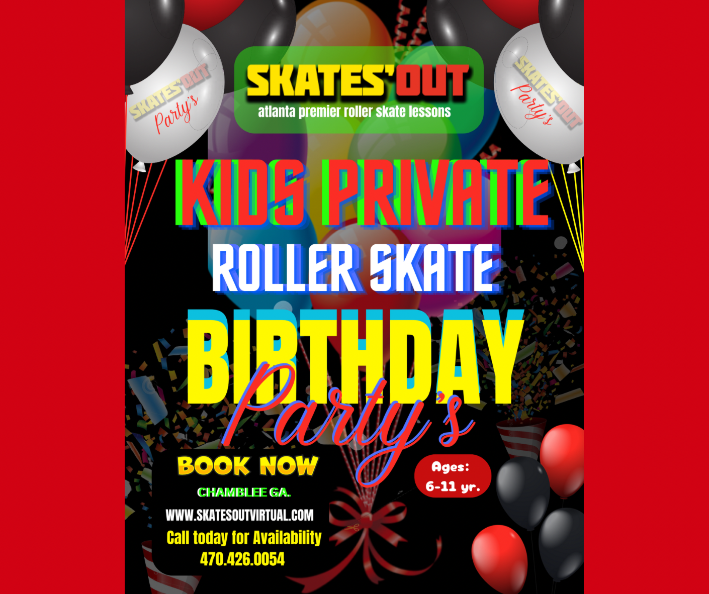 Atlanta private kids roller skate party