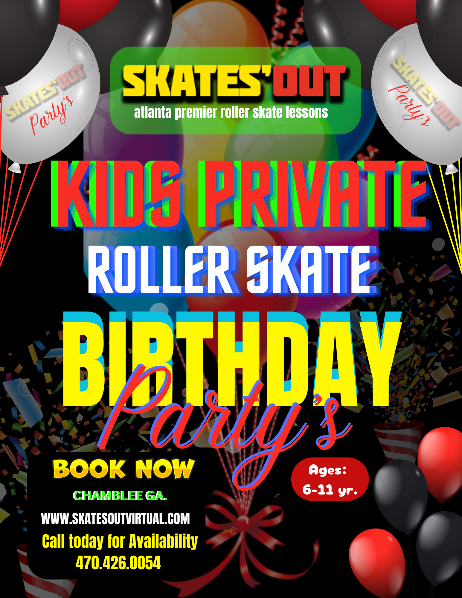 Atlanta private kids roller skate party