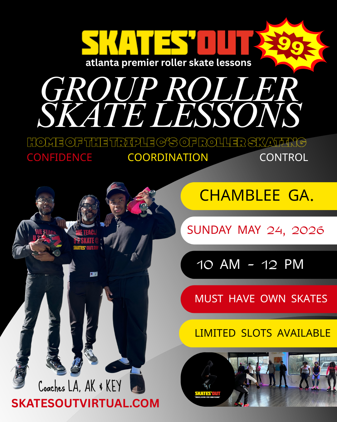 Last Chance for your Group Roller Skate Lesson Sessions May 24, 2026
