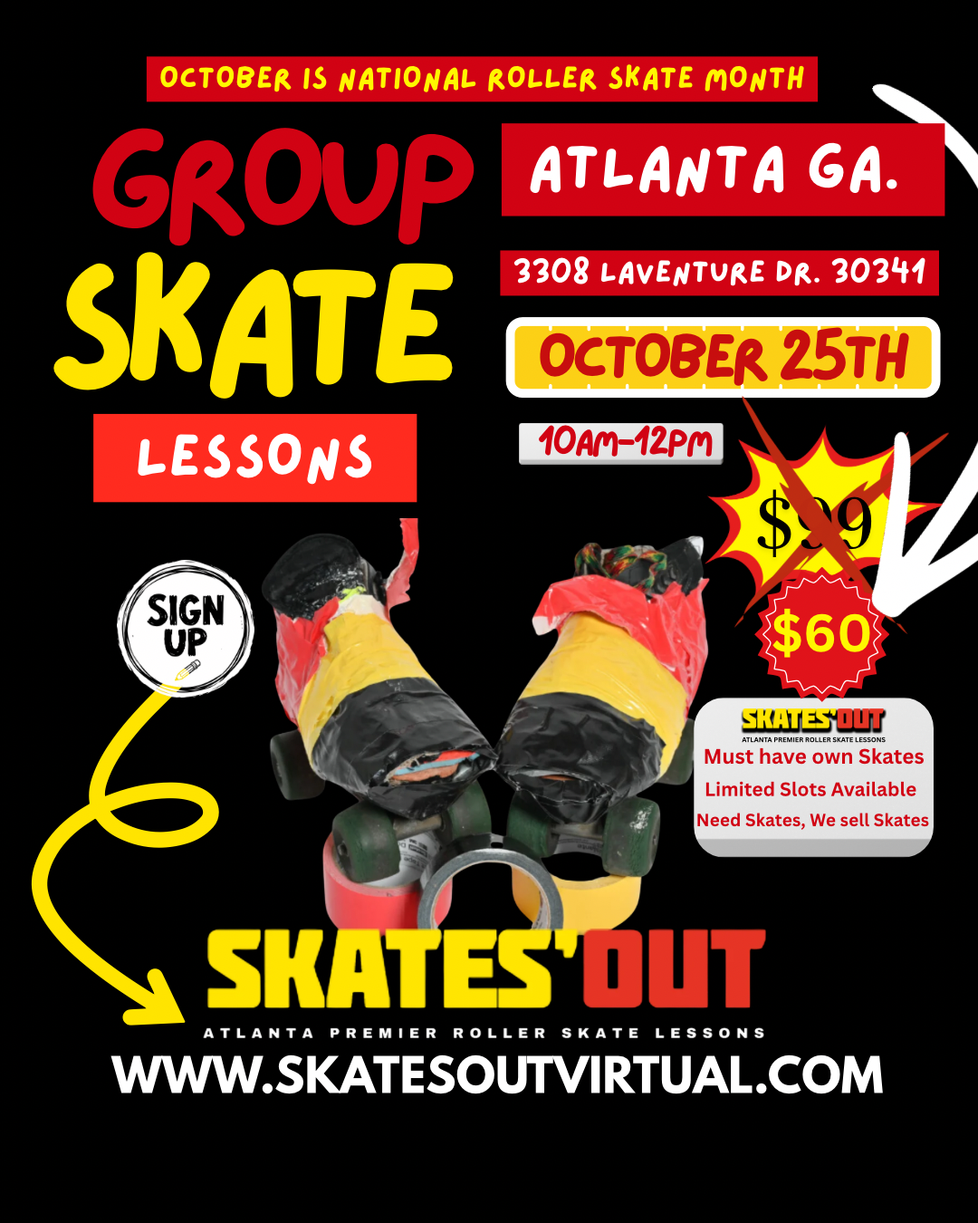 ATLANTA GROUP ROLLER SKATE LESSONS YOUTH OR ADULT