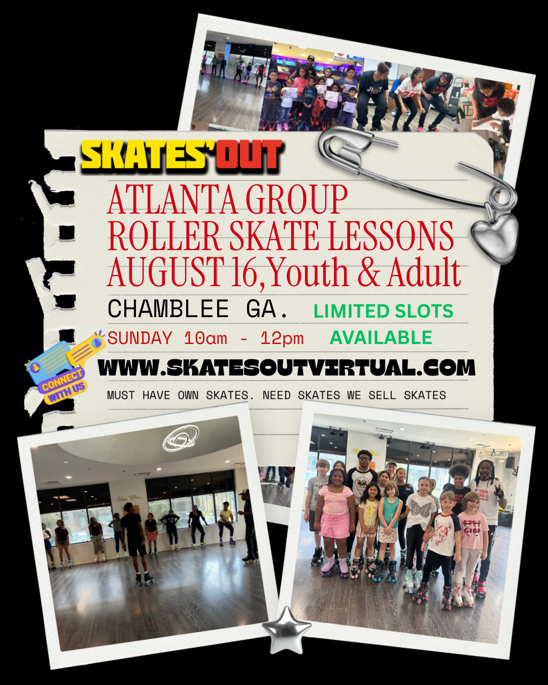 ATLANTA GROUP ROLLER SKATE LESSONS YOUTH OR ADULT