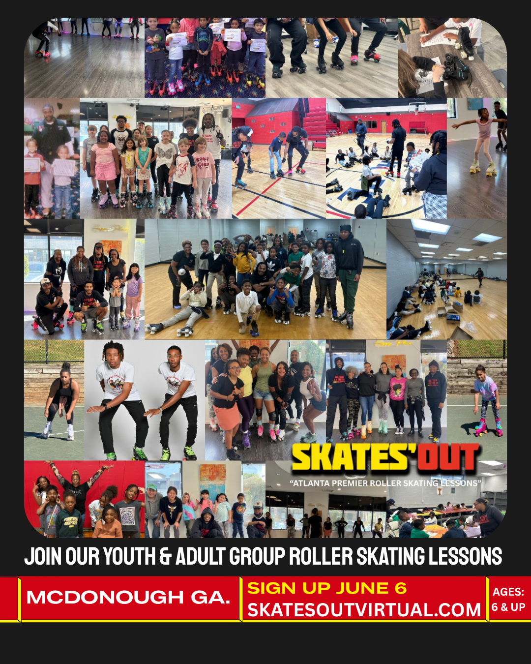 Mcdonough Ga. June 6 Group Roller skate lessons
