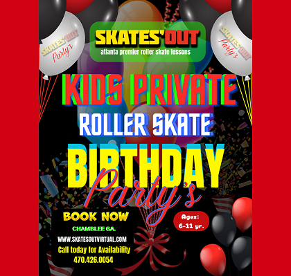 Atlanta kids private roller skate group lesson and roller skate birthday party package