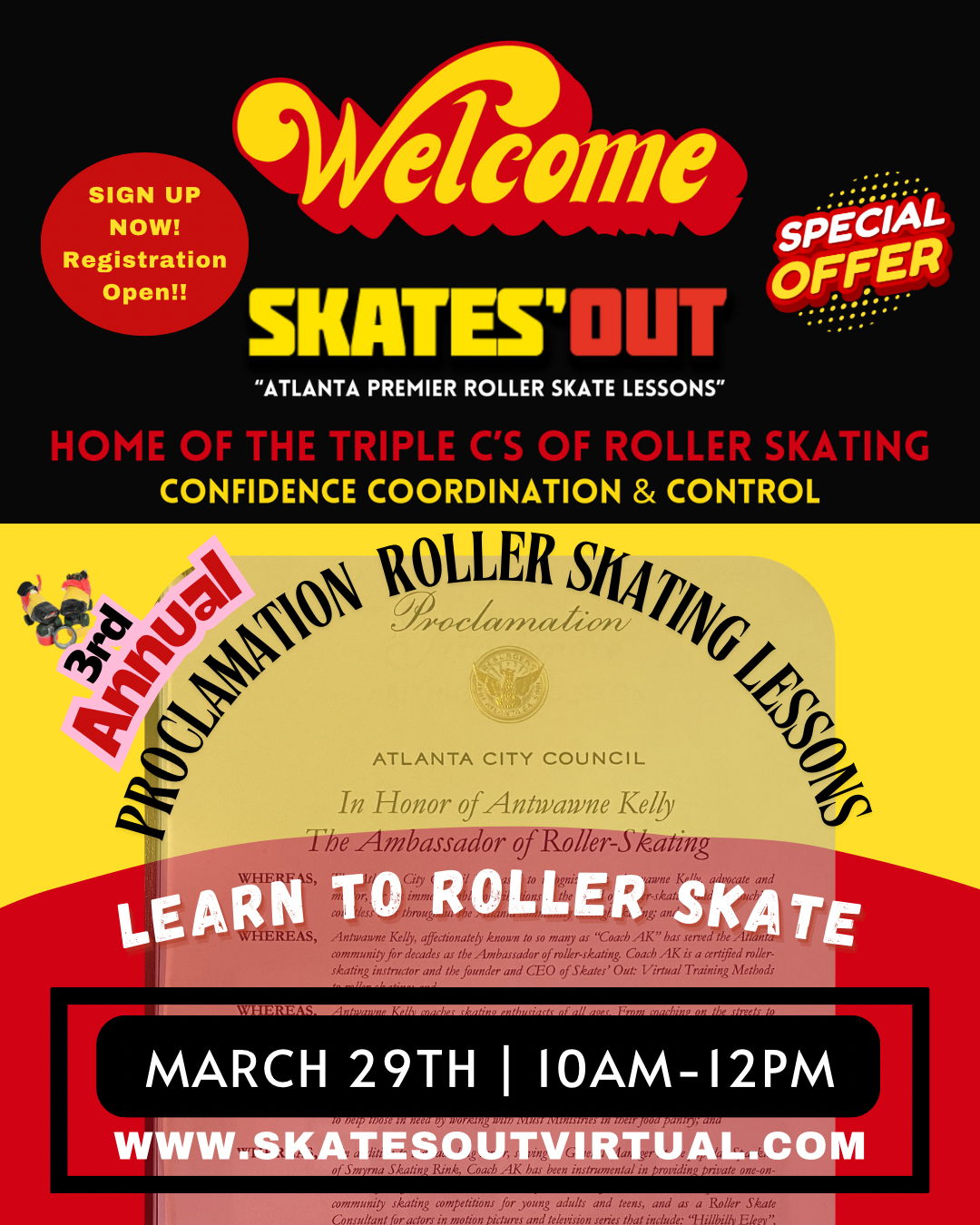 3rd Annual March 28th Proclamation Roller Skate Lessons