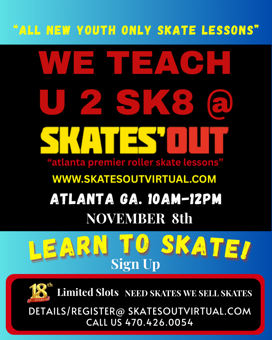 NEW Youth Roller Skate Lesson in Atlanta, GA | November 8